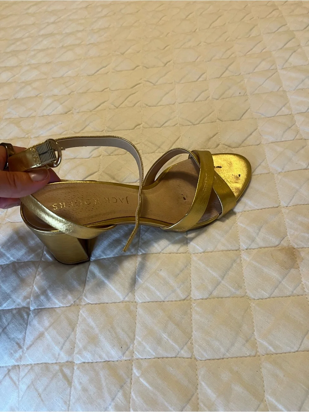 Jack Rogers Metallic Gold Strappy Low Heel Sandals